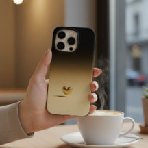 Elegant 3D Guldhjärta Minimalistisk Svart & Guld E