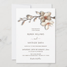 Elegant 3D Magnolia Flower Wedding Inbjudningar