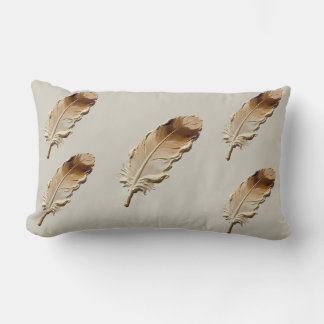 Elegant 3D oljemålning Fjädrar Boho Ländkudde Lumbarkudde