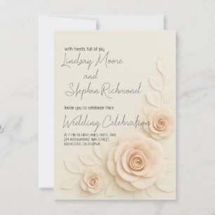 Elegant 3D  Ro bröllopsinbjudan Romantic Inbjudningar