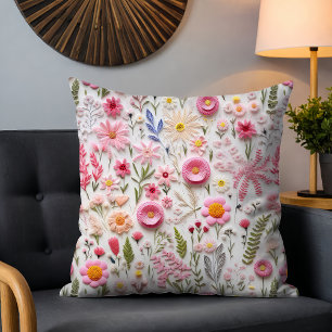Elegant 3D Rosa Flowers Trendig Modern Chic Kudde