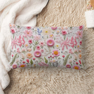 Elegant 3D Rosa Flowers Trendig Modern Chic Lumbarkudde