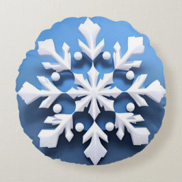 Elegant 3D snöflaksdesign Rund Kudde