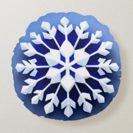 Elegant 3D snöflaksdesign Rund Kudde
