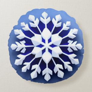 Elegant 3D snöflaksdesign Rund Kudde