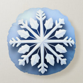 Elegant 3D snöflaksdesign Rund Kudde