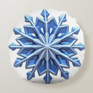 Elegant 3d snöflaksdesign rund kudde