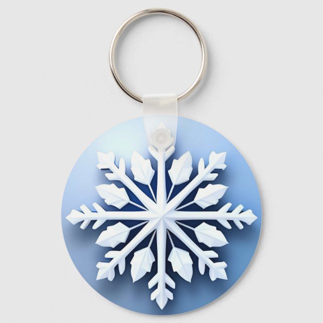 Elegant 3d Snowflake Design Nyckelring (Framsida)