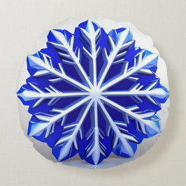 Elegant 3d Snowflake Design Rund Kudde