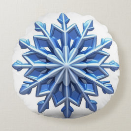 Elegant 3d Snowflake Design Rund Kudde