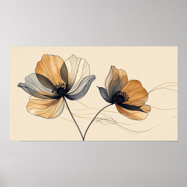  Elegant 3D vit blomreliefskulptur på M Poster (Framsidan)