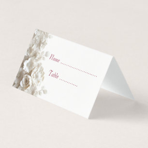 Elegant 3D vit blomster burgunder platskort Kort