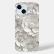 Elegant 3D vit blomstertelefonfodral