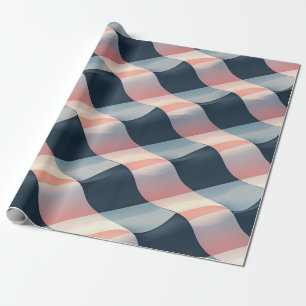 Elegant 3D Wave Mönster i Teal, Ro och Cream Presentpapper