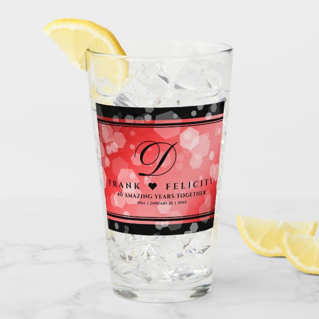 Elegant 40-års 80-års Ruby Bröllopsdag Jubileum Glaskopp (Framsida Ice)