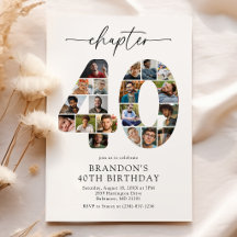 Elegant 40-års fotofödelsedagsinbjudan Kapitel 40