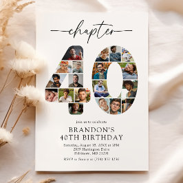 Elegant 40-års fotofödelsedagsinbjudan Kapitel 40 Inbjudningar