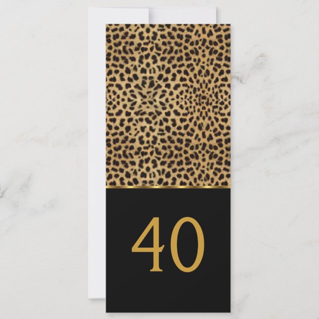 Elegant 40-års Leopard Elegant Födelsedagsfest Inbjudningar (Framsida)