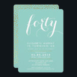 ELEGANT 40-årsdag Skriptmint för party INBJUDAN<br><div class="desc">*** OBS! - SKINGULD FOIL EFFECT ÄR ETT UTTRYCKT BILD *** En inbjudan till trendiget för din BIRTHDAY för vilken ålder som helst - kontakta mig för att ändra glitter-typ för dig! Om du konfigurerar som mall kan du enkelt lägga till egna detaljer eller slått anpassningsknappen och lägga till eller...</div>