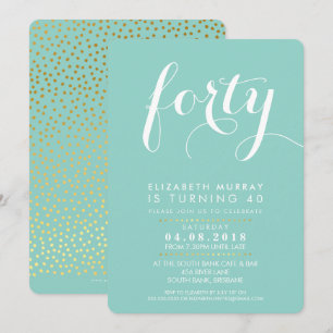 ELEGANT 40-årsdag Skriptmint för party INBJUDAN