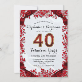 Elegant 40-årsjubileum Ruby Chic Ram Inbjudningar