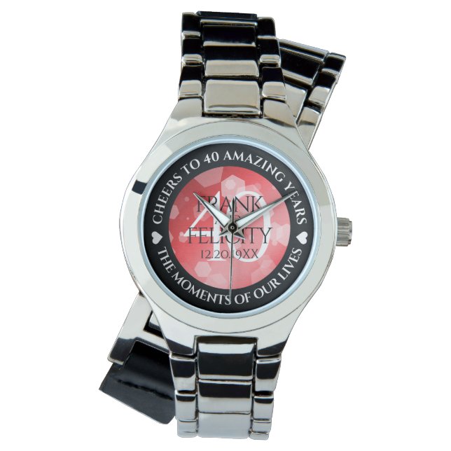 Elegant 40:e 80:e årsdagen av Ruby Bröllop Armbandsur (Framsida)