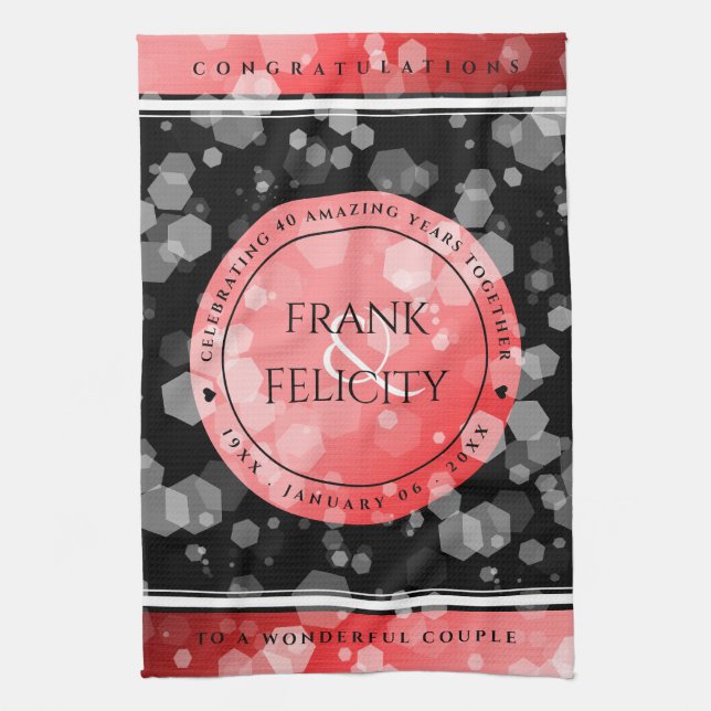 Elegant 40:e 80:e årsdagen av Ruby Bröllop Kökshandduk (Vertikal)