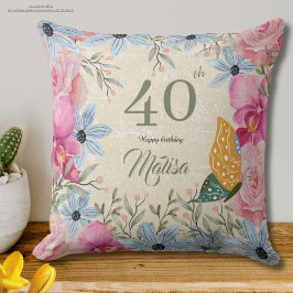 Elegant 40:e blommigten Rustic vattenfärg Kudde
