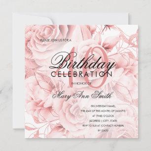 Elegant 40:e födelsedag Party Blommigt Ro Guld