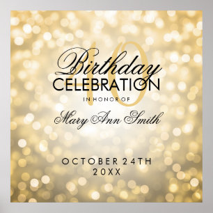 Elegant 40:e födelsedag Party Glitter Ljus Guld Poster