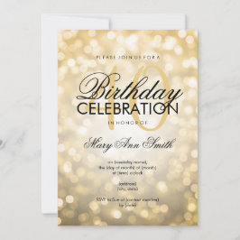 Elegant 40:e födelsedag Party Guld Glitter Ljus Inbjudningar