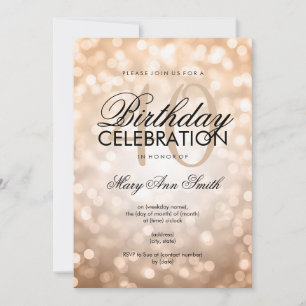 Elegant 40:e födelsedag Party koppar Glitter Ljus Inbjudningar