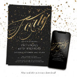 Elegant 40:e födelsedagen i Svarta Guld Inbjudningar<br><div class="desc">Elegant 40-dagars inbjudan till Black Guld. Elegant och snyggt födelsedagsfest dekorera designkalligrafi typsnitt och konfekti! Denna utformning är klasslig och tidlös, perfekt för det minnesvärda firande. Texten är faux-folie som är grafiskt simulerad och inte verklig. Den verkliga folieversionen är tillgänglig, checka ut samlingen.Behöver du hjälp med att anpassa mallen? Kontakta...</div>
