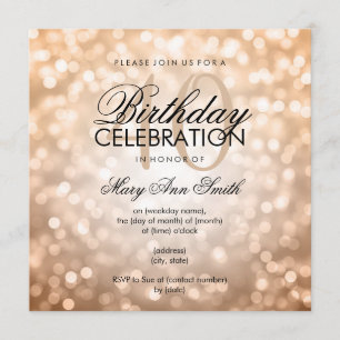 Elegant 40:e födelsedagen Party koppar Glitter Lju Inbjudningar