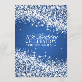 Elegant 40:e födelsedagen Party Sparkling Wave Blu Inbjudningar