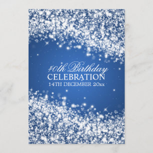 Elegant 40:e födelsedagen Party Sparkling Wave Blu Inbjudningar