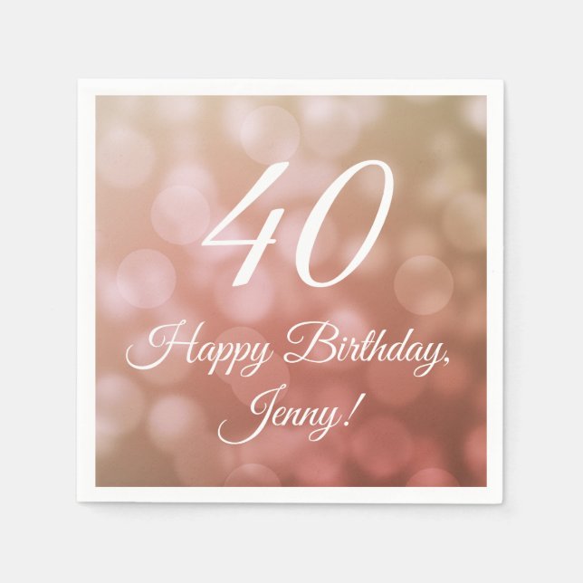 Elegant 40:e födelsedagslöjor för henne i Rosa Pappersservett (Framsidan)