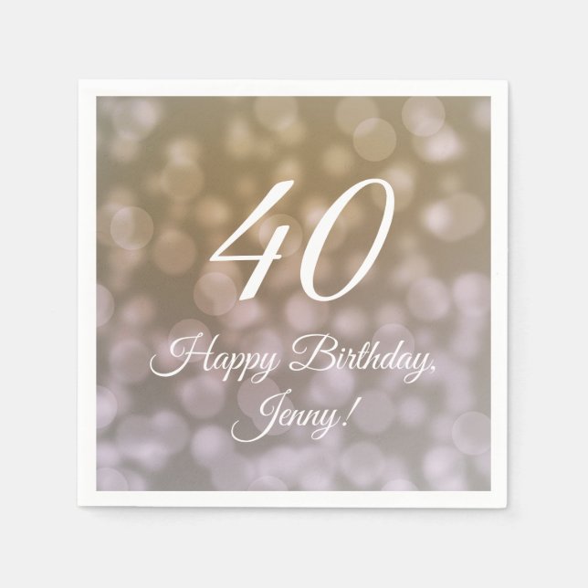 Elegant 40:e födelsedagslöjor till henne pappersservett (Framsidan)