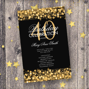 Elegant 40:e födelsedagsprogrammet Party Guld w/ M Flygblad