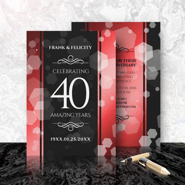 Elegant 40:e Ruby Bröllop-årsdagen Firande Inbjudningar (Skapare uppladdad)