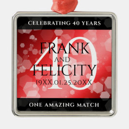 Elegant 40:e Ruby Bröllop-årsdagen Firande Julgransprydnad Metall