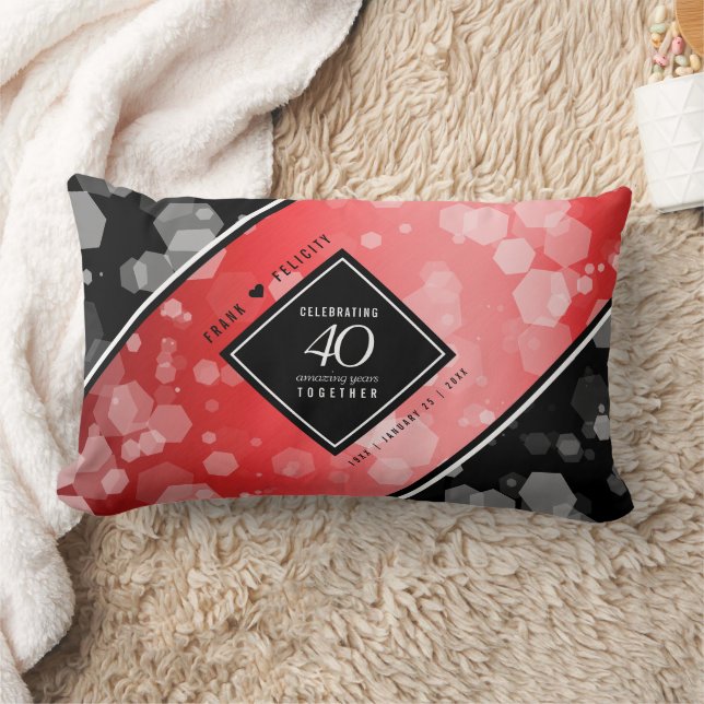 Elegant 40:e Ruby Bröllop-årsdagen Firande Lumbarkudde (Filt)