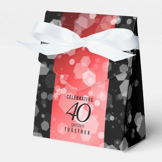 Elegant 40:e Ruby Bröllop-årsdagen Firande Presentaskar (Framsidan Sidan)