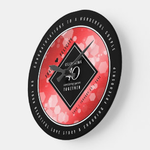 Elegant 40:e Ruby Bröllop-årsdagen Firande Stor Klocka