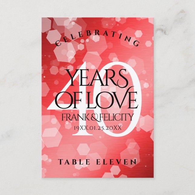 Elegant 40:e Ruby Bröllop-årsdagen Firande Tack Kort (Framsida)