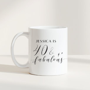 Elegant 40 och fantastisk anpassad namn födelsedag kaffemugg