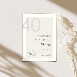 Elegant 40th Birthday Invitation - Minimal Style Inbjudningar