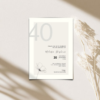 Elegant 40th Birthday Invitation - Minimal Style Inbjudningar