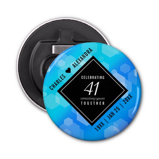 Elegant 41:a årsdagen av Blått Topaz-Bröllop Flasköppnare (Framsidan)