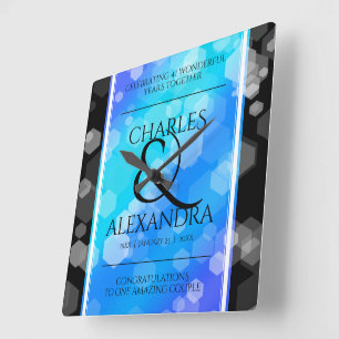 Elegant 41:a årsdagen av Blått Topaz-Bröllop Fyrkantig Klocka